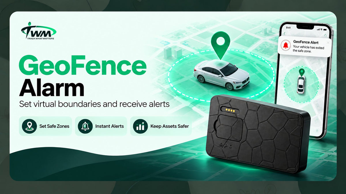 TWM G50 geofence alarm: set a safe zone and get an alert when the vehicle leaves it