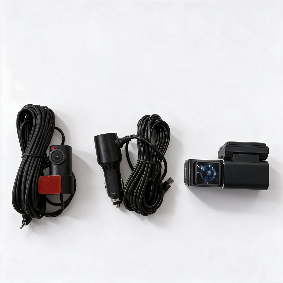What's in the box: TWM S2 mini 4K dash cam, rear camera, rear camera cable and car charger power cable