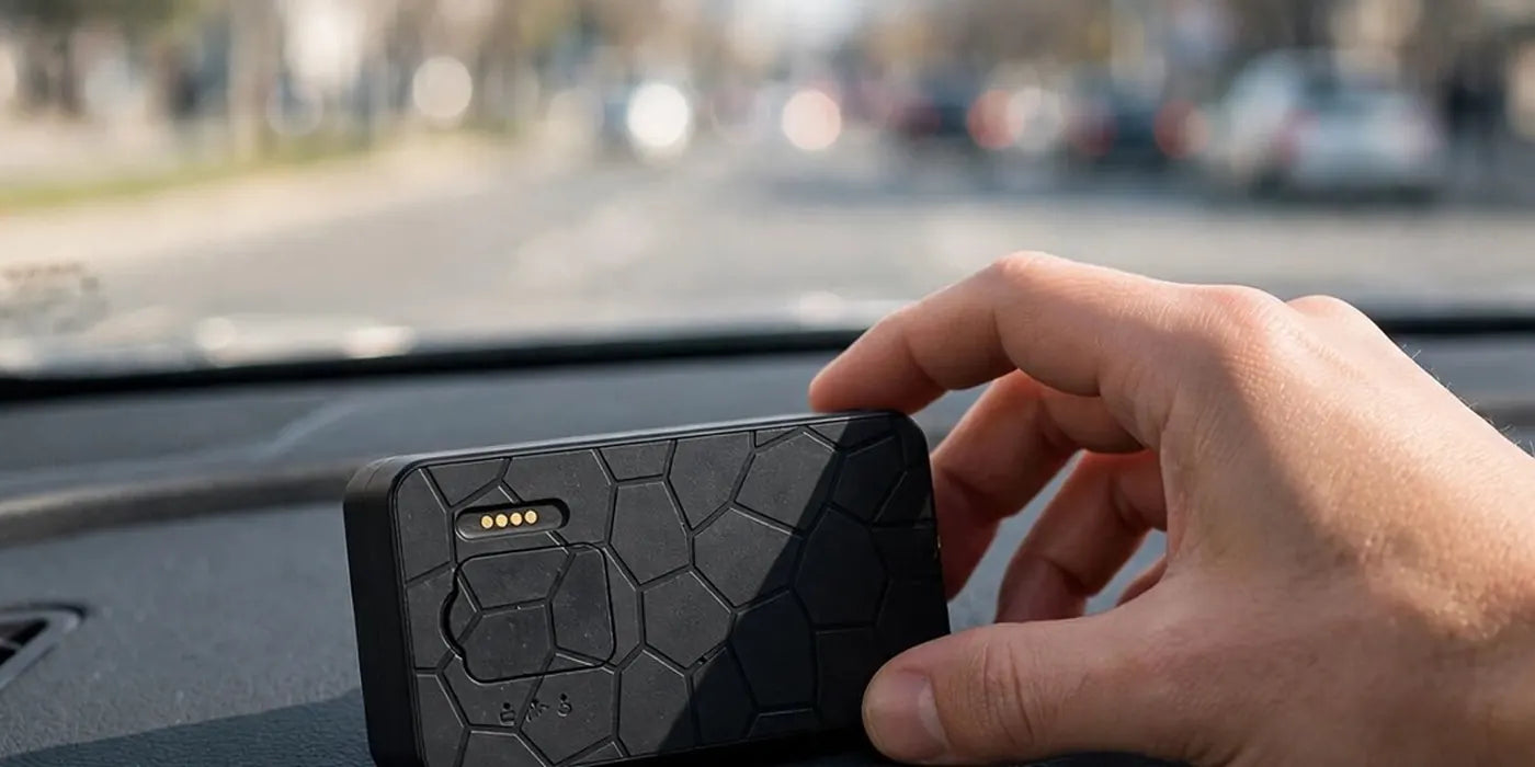 TWM G50 GPS tracker placed on a car dashboard