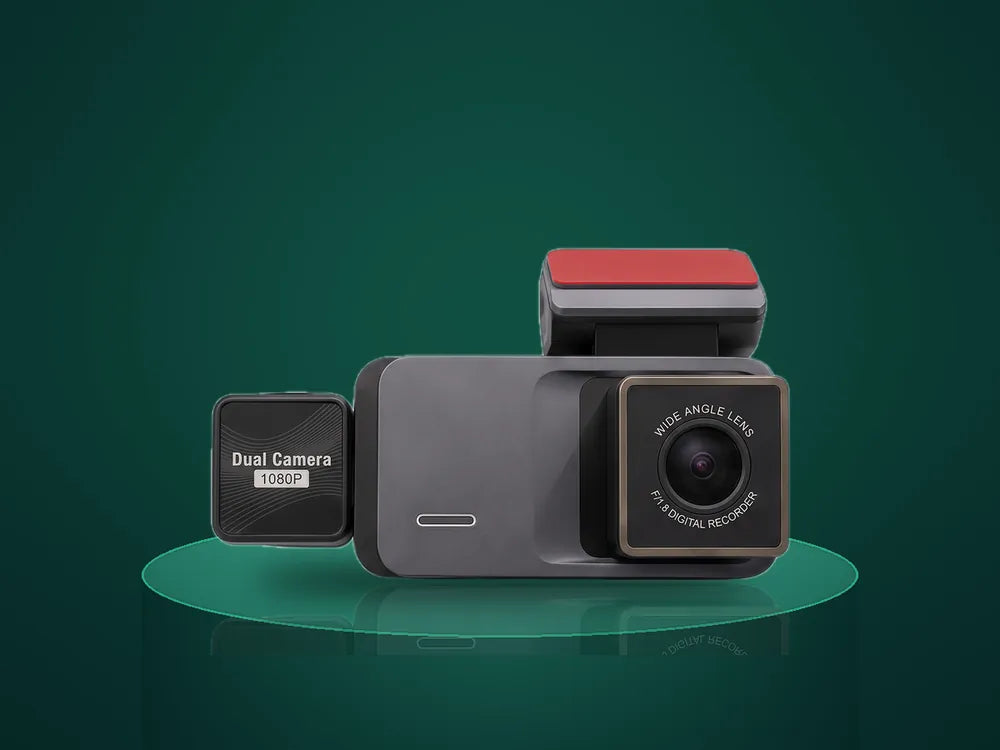TWM R3 3 Channel Dash Cam on a display stand