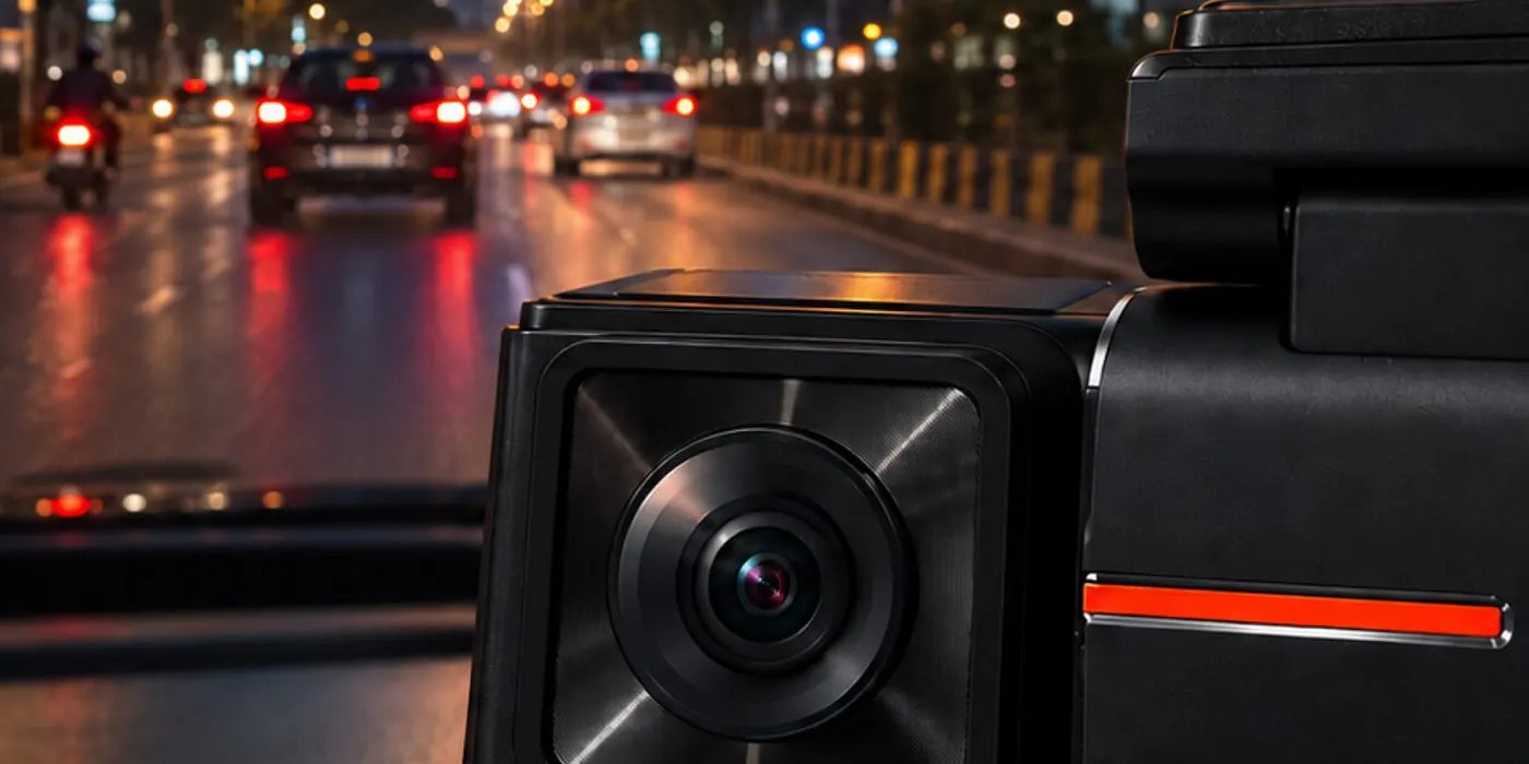 TWM S2 mini 4K dash cam on a night drive through the city