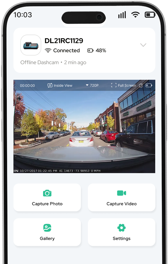 TWM - Track What Matters app showing live dash cam footage