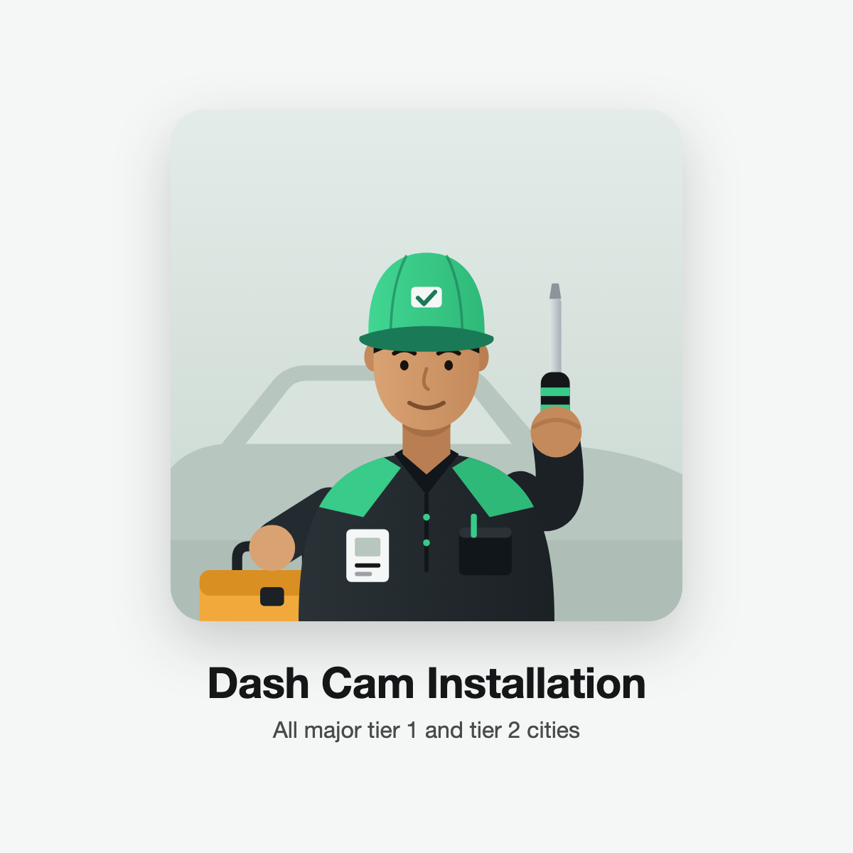 Dash cam installer with tools (illustration)