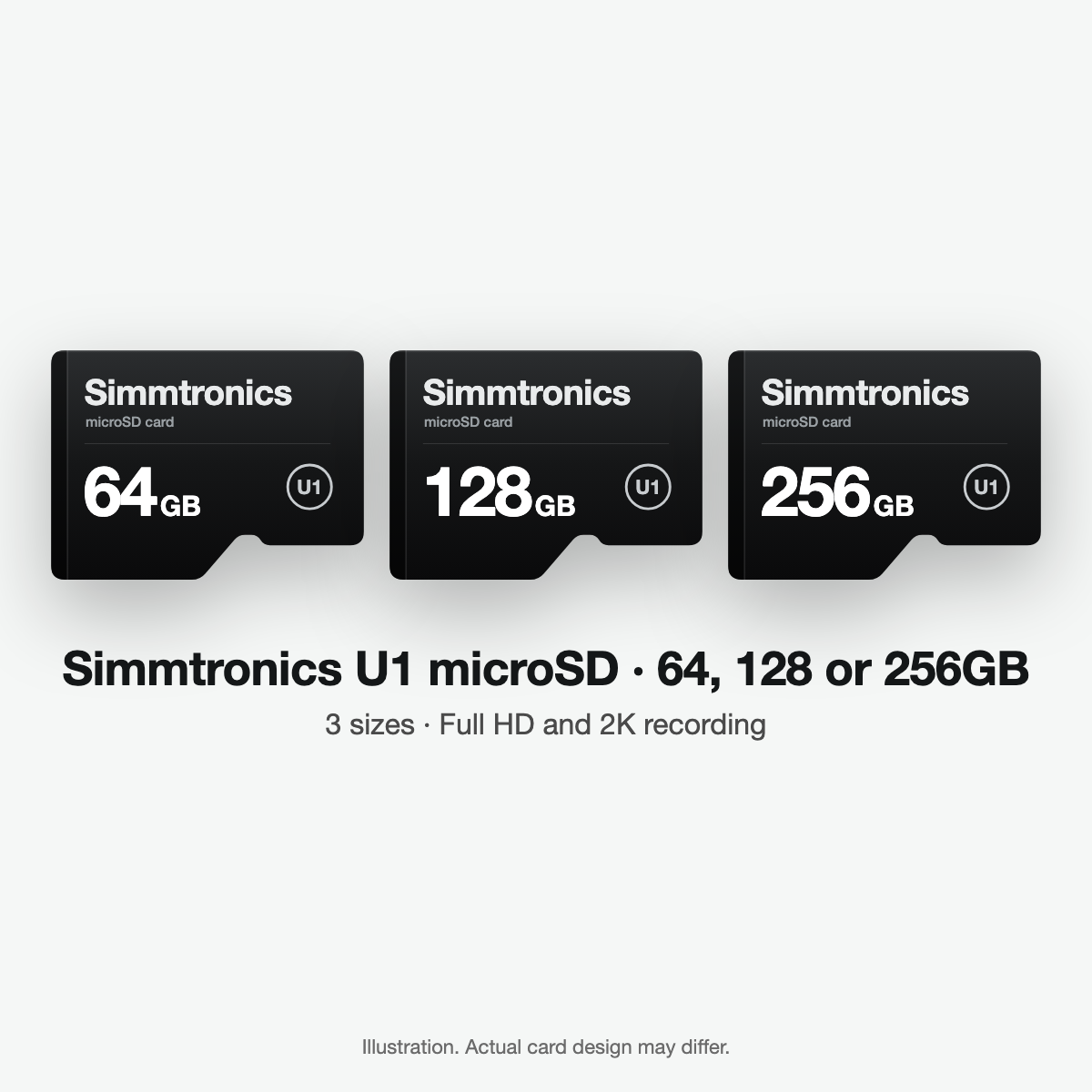 Simmtronics U1 microSD card in 64GB, 128GB and 256GB (illustration)