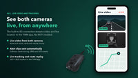 Live video from the road and driver cameras over 4G, with live tracking in the TWM app