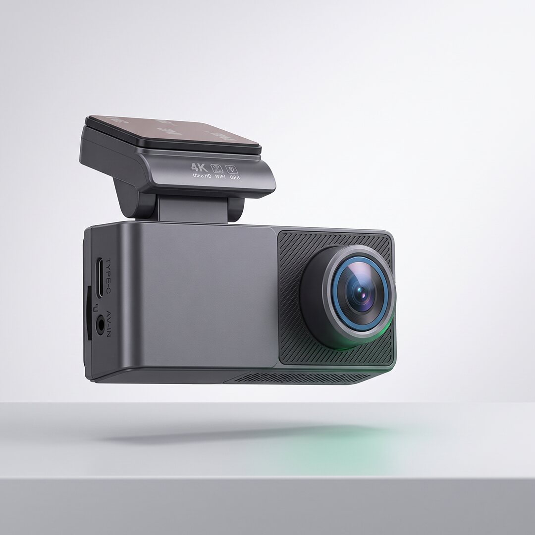 TWM A3 4K dash cam, angled view