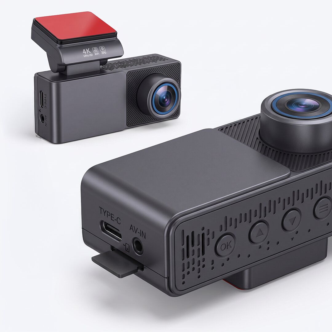 TWM A3 dash cam buttons and ports: USB-C power, AV-in and microSD slot