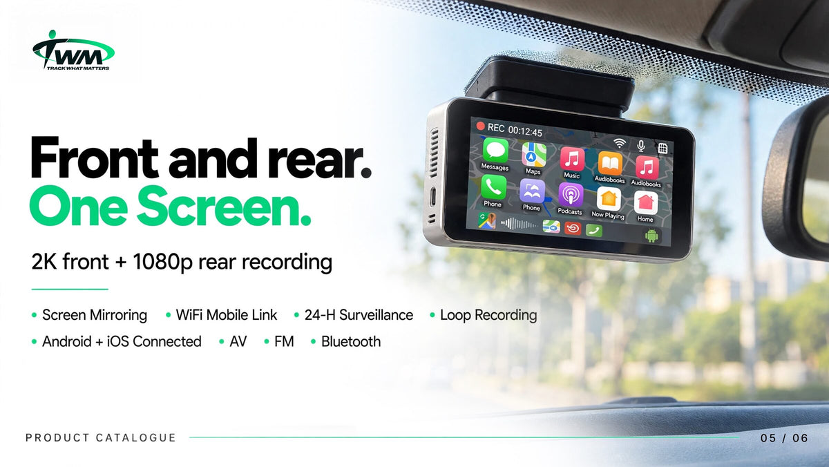 TWM A6 showing CarPlay on its 4.5 inch screen: screen mirroring, Wi-Fi, Bluetooth and FM
