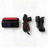 What's in the box: TWM A6 dash cam, rear camera, rear camera cable and car charger power cable