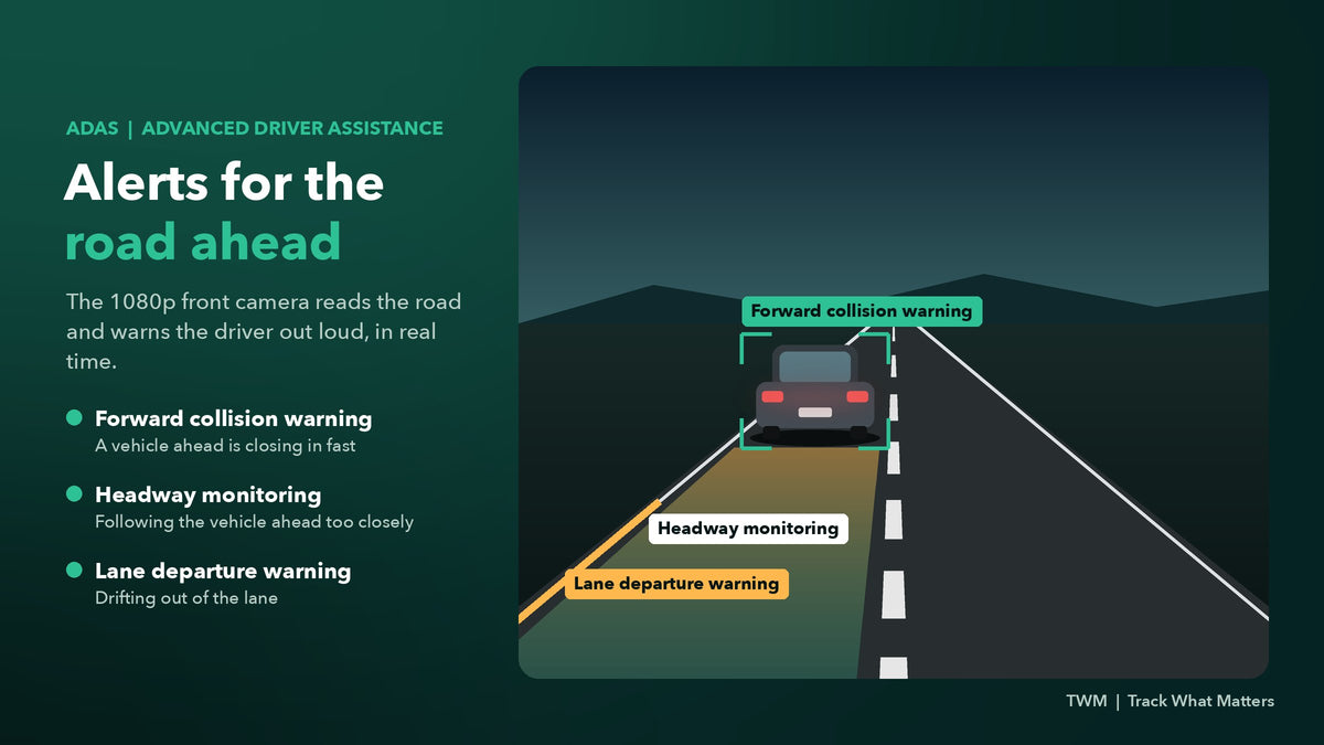 ADAS alerts: forward collision warning, headway monitoring and lane departure warning