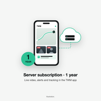 1 year server subscription for live video, alerts and tracking in the TWM app (illustration)