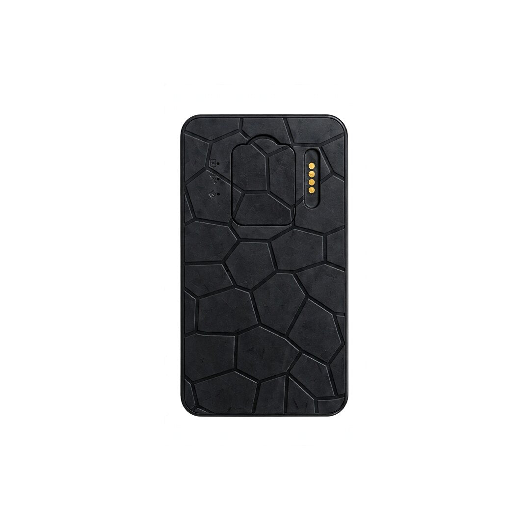 TWM G50 4G magnetic GPS tracker, front view with the magnetic charging port