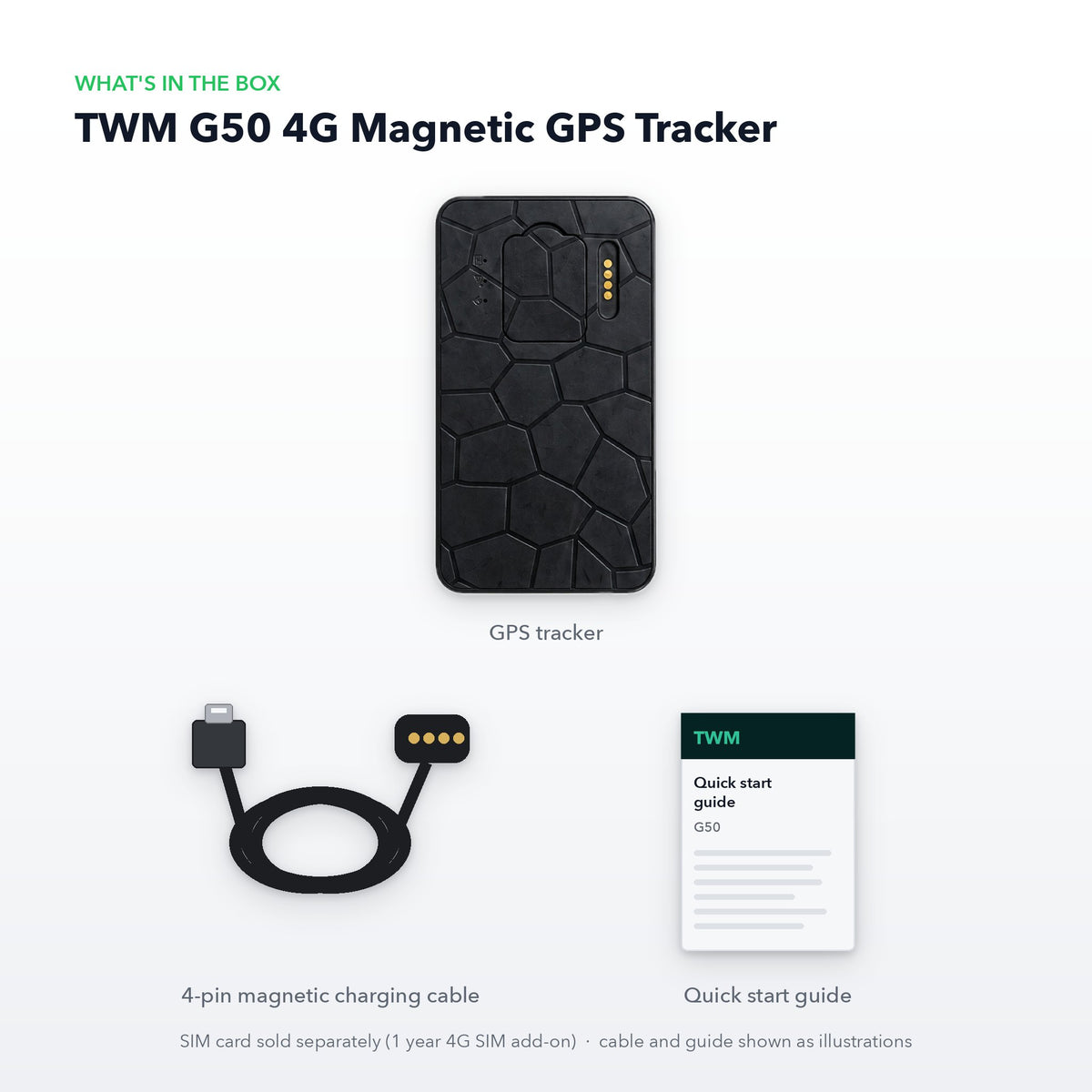 TWM G50 4G Magnetic GPS Tracker – 10,000 mAh