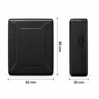 TWM S15 GPS tracker dimensions: 86 × 62 × 30 mm, with the side on / off switch