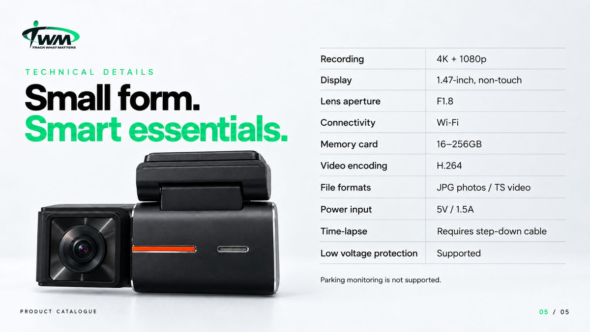 TWM S2 mini 4K dash cam specifications