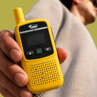 Yellow TWM Talkie held out towards the camera
