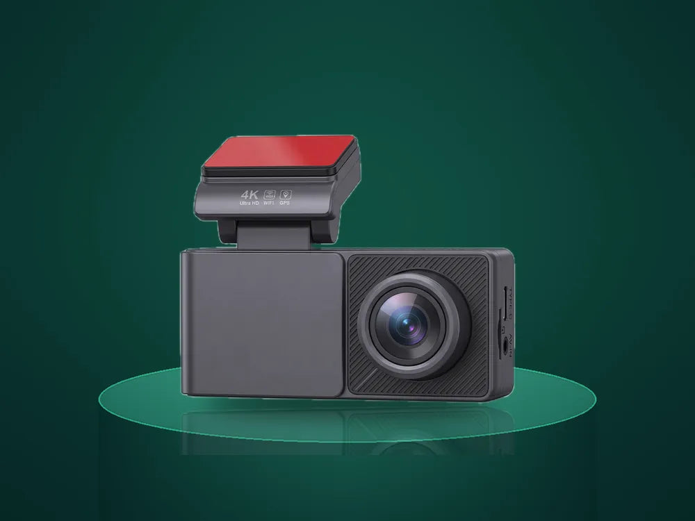 TWM A3 4K Dash Cam on a display stand