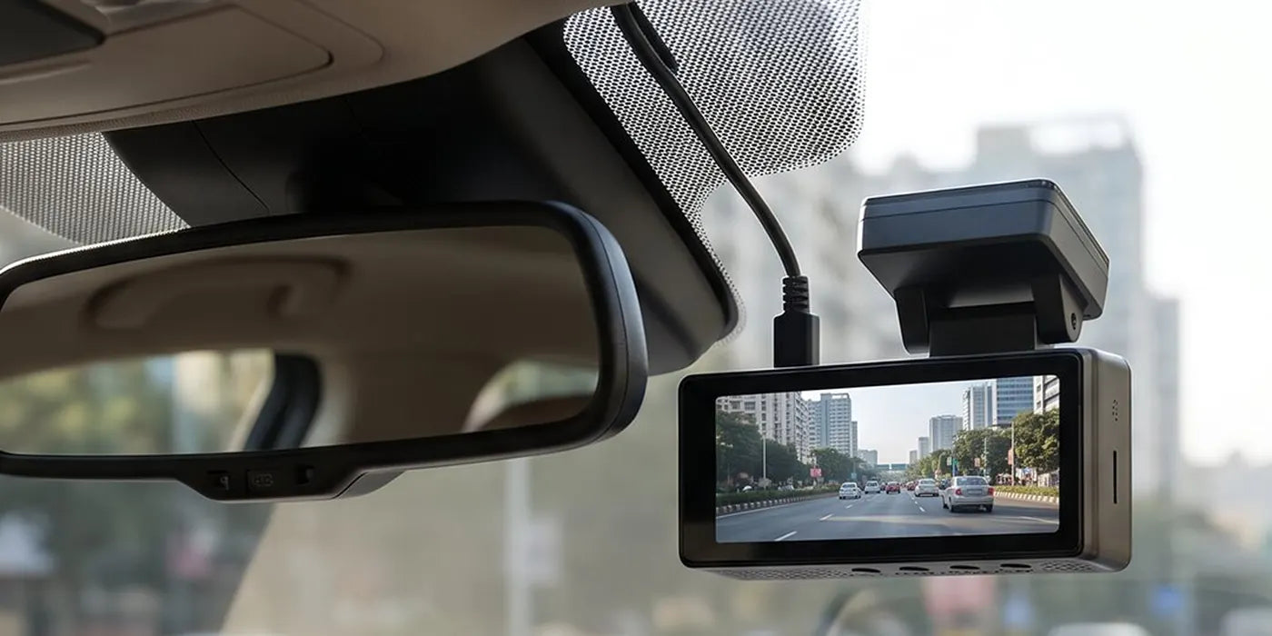 TWM A3 4K dash cam with a 3.2 inch screen mounted on the windscreen