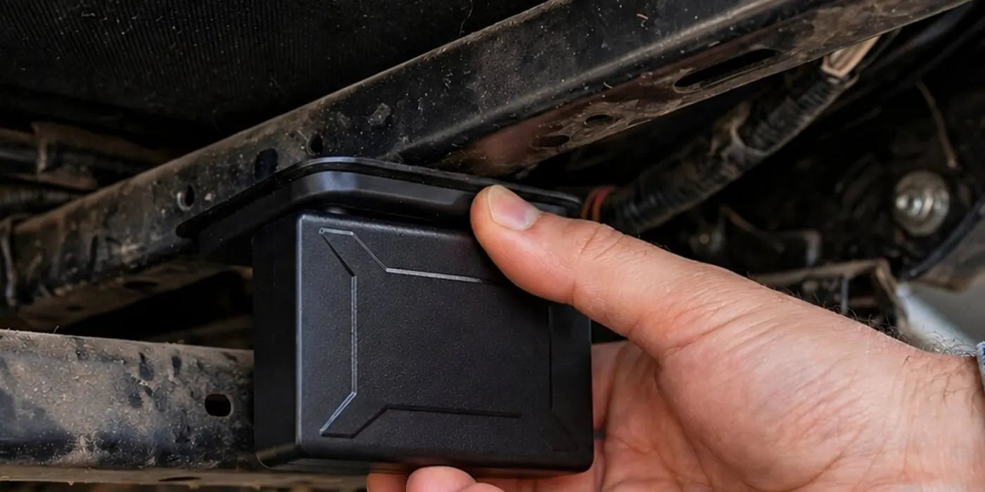 TWM S15 GPS tracker fitted under a vehicle chassis