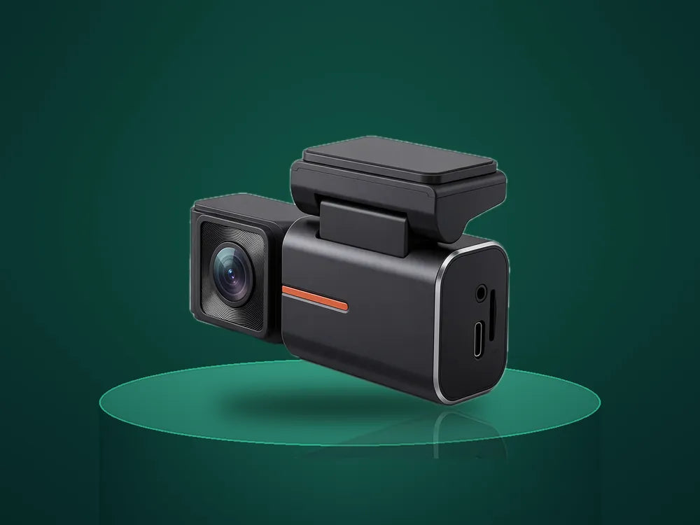 TWM S2 Mini 4K Dash Cam on a display stand
